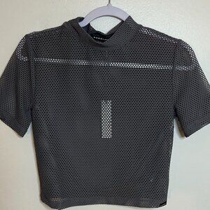 KORAL Stella open mesh crop top volcanic glass Size M